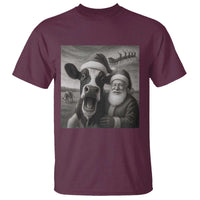 Funny Santa Selfie with Cow Christmas T Shirt - Wonder Print Shop