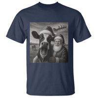 Funny Santa Selfie with Cow Christmas T Shirt - Wonder Print Shop