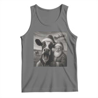 Funny Santa Selfie with Cow Christmas Tank Top - Wonder Print Shop