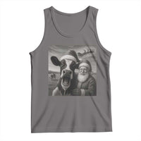 Funny Santa Selfie with Cow Christmas Tank Top - Wonder Print Shop