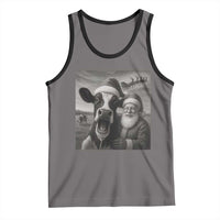Funny Santa Selfie with Cow Christmas Tank Top - Wonder Print Shop