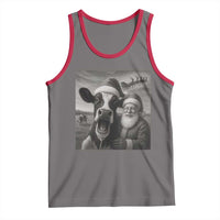 Funny Santa Selfie with Cow Christmas Tank Top - Wonder Print Shop