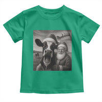 Funny Santa Selfie with Cow Christmas Toddler T Shirt - Wonder Print Shop