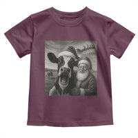 Funny Santa Selfie with Cow Christmas Toddler T Shirt - Wonder Print Shop