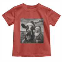 Funny Santa Selfie with Cow Christmas Toddler T Shirt - Wonder Print Shop