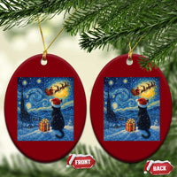 Cat Starry Night Xmas Ceramic Ornament Van Gogh Cat Lover Xmas - Wonder Print Shop