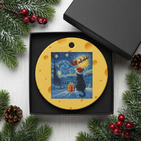 Cat Starry Night Xmas Ceramic Ornament Van Gogh Cat Lover Xmas - Wonder Print Shop
