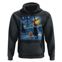 Cat Starry Night Christmas Hoodie Van Gogh Cat Lover Xmas - Wonder Print Shop