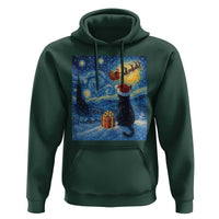 Cat Starry Night Christmas Hoodie Van Gogh Cat Lover Xmas - Wonder Print Shop