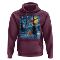 Cat Starry Night Christmas Hoodie Van Gogh Cat Lover Xmas - Wonder Print Shop