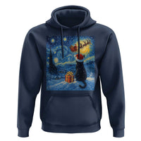 Cat Starry Night Christmas Hoodie Van Gogh Cat Lover Xmas - Wonder Print Shop