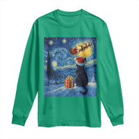 Cat Starry Night Christmas Long Sleeve Shirt Van Gogh Cat Lover Xmas - Wonder Print Shop