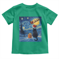 Cat Starry Night Christmas Toddler T Shirt Van Gogh Cat Lover Xmas - Wonder Print Shop