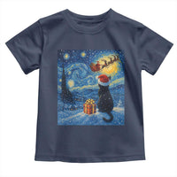 Cat Starry Night Christmas Toddler T Shirt Van Gogh Cat Lover Xmas - Wonder Print Shop