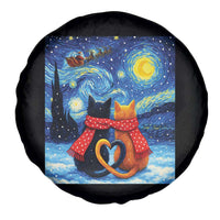 Funny Couples Christmas Spare Tire Cover Cats Lover Starry Night - Wonder Print Shop