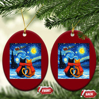 Funny Couples Xmas Ceramic Ornament Cats Lover Starry Night - Wonder Print Shop