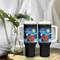 Funny Couples Christmas Tumbler With Handle Cats Lover Starry Night - Wonder Print Shop