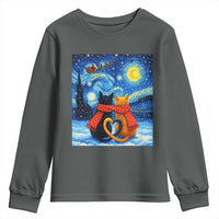 Funny Couples Christmas Youth Sweatshirt Cats Lover Starry Night - Wonder Print Shop