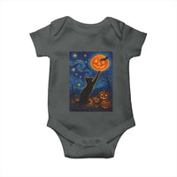 Black Cat Halloween Baby Onesie Starry Night Van Gogh - Wonder Print Shop