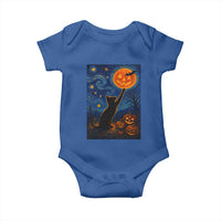 Black Cat Halloween Baby Onesie Starry Night Van Gogh - Wonder Print Shop