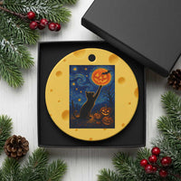 Black Cat Halloween Ceramic Ornament Starry Night Van Gogh - Wonder Print Shop