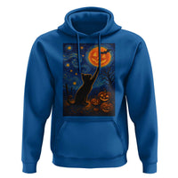 Black Cat Halloween Hoodie Starry Night Van Gogh - Wonder Print Shop