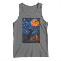 Black Cat Halloween Tank Top Starry Night Van Gogh - Wonder Print Shop