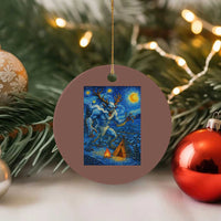 Wedigo Cryptid Xmas Ceramic Ornament Native American Starry Night Xmas - Wonder Print Shop