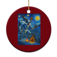 Wedigo Cryptid Xmas Ceramic Ornament Native American Starry Night Xmas - Wonder Print Shop