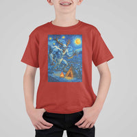 Wedigo Cryptid Christmas T Shirt For Kid Native American Starry Night Xmas - Wonder Print Shop