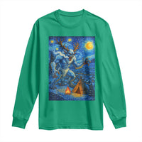 Wedigo Cryptid Christmas Long Sleeve Shirt Native American Starry Night Xmas - Wonder Print Shop