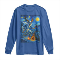 Wedigo Cryptid Christmas Long Sleeve Shirt Native American Starry Night Xmas - Wonder Print Shop