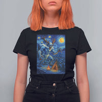 Wedigo Cryptid Christmas T Shirt For Women Native American Starry Night Xmas - Wonder Print Shop