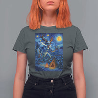 Wedigo Cryptid Christmas T Shirt For Women Native American Starry Night Xmas - Wonder Print Shop