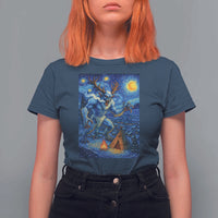 Wedigo Cryptid Christmas T Shirt For Women Native American Starry Night Xmas - Wonder Print Shop