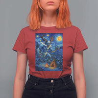Wedigo Cryptid Christmas T Shirt For Women Native American Starry Night Xmas - Wonder Print Shop