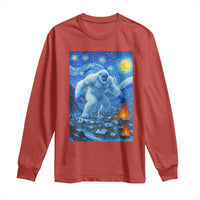 Yeti Cryptid Christmas Long Sleeve Shirt Winter Monster Starry Night Xmas - Wonder Print Shop