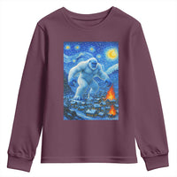 Yeti Cryptid Christmas Youth Sweatshirt Winter Monster Starry Night Xmas - Wonder Print Shop