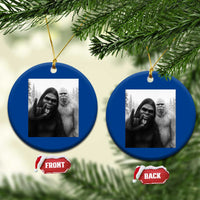 Bigfoot Selfie Xmas Ceramic Ornament Sasquatch Yeti Rock On Hand - Wonder Print Shop