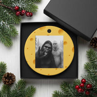 Bigfoot Selfie Xmas Ceramic Ornament Sasquatch Yeti Rock On Hand - Wonder Print Shop