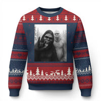 Bigfoot Selfie Xmas Ugly Christmas Sweater Sasquatch Yeti Rock On Hand - Wonder Print Shop