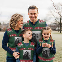 Bigfoot Selfie Xmas V-Neck Knit Sweater Vest Sasquatch Yeti Rock On Hand - Wonder Print Shop