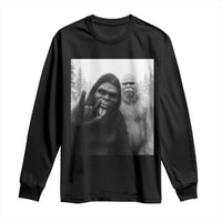 Bigfoot Selfie Christmas Long Sleeve Shirt Sasquatch Yeti Rock On Hand - Wonder Print Shop