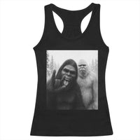 Bigfoot Selfie Christmas Racerback Tank Top Sasquatch Yeti Rock On Hand - Wonder Print Shop