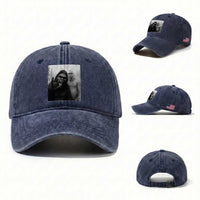 Bigfoot Selfie Christmas Washed Cotton Baseball Cap Sasquatch Yeti Rock On Hand