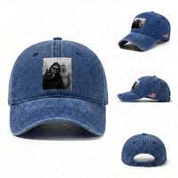 Bigfoot Selfie Christmas Washed Cotton Baseball Cap Sasquatch Yeti Rock On Hand