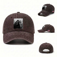 Bigfoot Selfie Christmas Washed Cotton Baseball Cap Sasquatch Yeti Rock On Hand