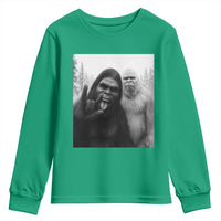 Bigfoot Selfie Christmas Youth Sweatshirt Sasquatch Yeti Rock On Hand - Wonder Print Shop