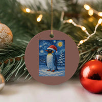 Penguin Xmas Ceramic Ornament Starry Night Van Gogh - Wonder Print Shop