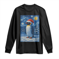 Penguin Christmas Long Sleeve Shirt Starry Night Van Gogh - Wonder Print Shop